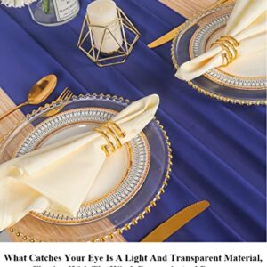 Pardecor Chiffon Table Runner 29inx120in Table Runner Sheer Table Runner Chiffon Table Runners for Weddings Chiffon Fabric for Wedding Arch Tulle Table Runner Satin Table Runner Boho (1, Blue)