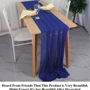 Pardecor Chiffon Table Runner 29inx120in Table Runner Sheer Table Runner Chiffon Table Runners for Weddings Chiffon Fabric for Wedding Arch Tulle Table Runner Satin Table Runner Boho (1, Blue)