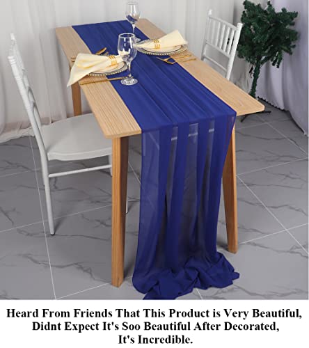 Pardecor Chiffon Table Runner 29inx120in Table Runner Sheer Table Runner Chiffon Table Runners for Weddings Chiffon Fabric for Wedding Arch Tulle Table Runner Satin Table Runner Boho (1, Blue)