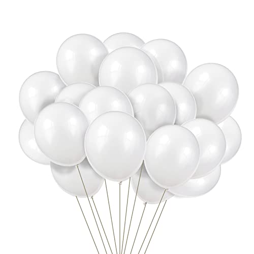 White Balloons 12 Inch, 100 Pack Premium Quality Latex Party Balloons for Brthday Shower Weding Decorations