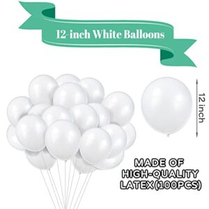 White Balloons 12 Inch, 100 Pack Premium Quality Latex Party Balloons for Brthday Shower Weding Decorations