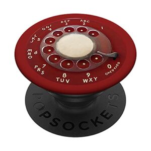 red rotary phone dial retro mid century vintage dial popsockets swappable popgrip