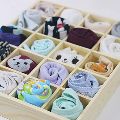 ULTNICE Sock Underwear Organizer Wooden Drawer Organizer Divider, 20 Cell Stable Closet Cabinet Organizer Underwear Storage Boxes for Storing Socks, Bra, Handkerchiefs, Ties, Belts 1pc