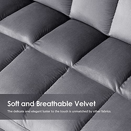 MCombo Loveseat Sofa Couch, Mid-Century Velvet Armless Settee, 2-Seater Upholstered Bench for Living Room Bedroom 4018 (Dark Grey)