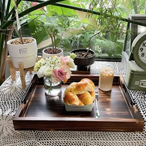 Ottoman Serving Tray - Rustic Farmhouse Decor; Lightweight with Metal Handles - Coffee Table Or Ottoman, Perfect for Parties, Decoration, Breakfast in Bed, Wine, Food, Tea! (Brown Tray)