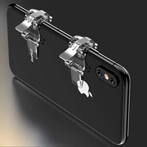 1 Pair S4 Smart Phone Mobile Gaming Trigger for Game Fire Button Aim Key Shooter Controller Shooting Metal Eat Chicken Artifact Games (White) Cell Phone Automobile Accessories