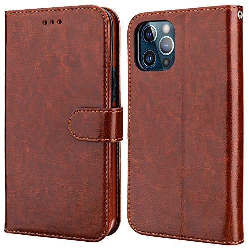 Bocasal Detachable Wallet Case for iPhone 13 Pro RFID Blocking Card Slots Holder Premium PU Leather Magnetic Kickstand Shockproof Wrist Strap Removable Flip Protective Cover 5G 6.1 inch (Brown)