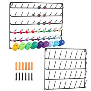 haitral 2 set of thread holders wall-mounted,54-spool and 32-spool thread organizer with hanging hooks,metal thread rack for mini sewing threads/jewelry/quilting/embroidery