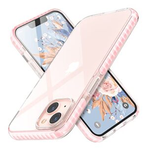 mateprox compatible with iphone 13 case clear thin slim crystal transparent cover shockproof bumper case for iphone 13 6.1" 2021(pink)