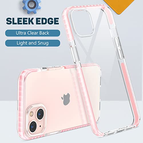 MATEPROX Compatible with iPhone 13 case Clear Thin Slim Crystal Transparent Cover Shockproof Bumper Case for iPhone 13 6.1" 2021(Pink)