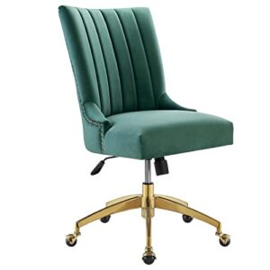 modway empower channel tufted performance velvet office chair in gold teal