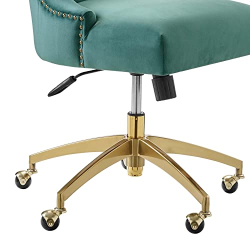 Modway Empower Channel Tufted Performance Velvet Office Chair in Gold Teal