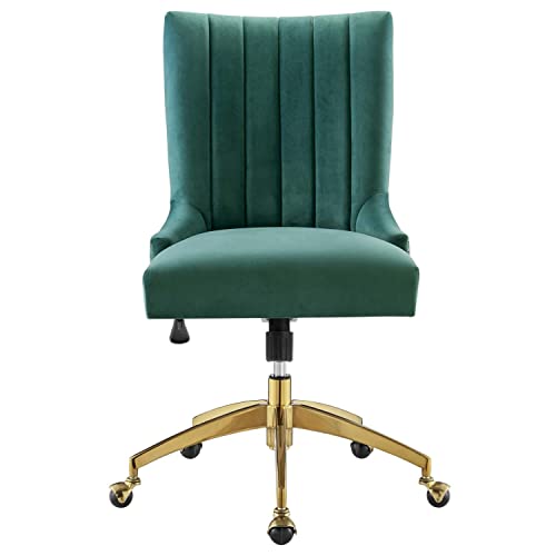 Modway Empower Channel Tufted Performance Velvet Office Chair in Gold Teal