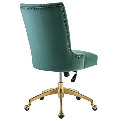 Modway Empower Channel Tufted Performance Velvet Office Chair in Gold Teal