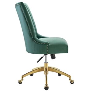 Modway Empower Channel Tufted Performance Velvet Office Chair in Gold Teal