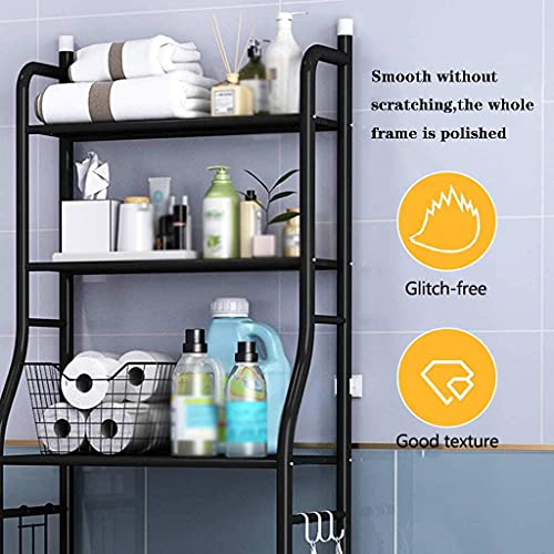 Cushion 3Tier Freestanding Bathroom Storage Cabinet, Over The Toilet Shelf Organizer, Adjustable Height Metal Rack, Bathroom Space Saver, Easy To Assembly Storage Shelves, For Bathroom, Kitchen(gold)