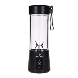 easy blend shakes and smoothies with bpa-free portable blender, 14 oz, black