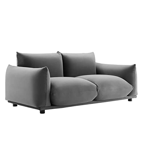 Modway Copious Performance Velvet Loveseat in Gray