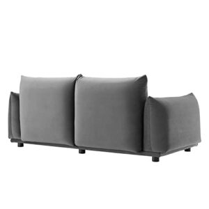 Modway Copious Performance Velvet Loveseat in Gray