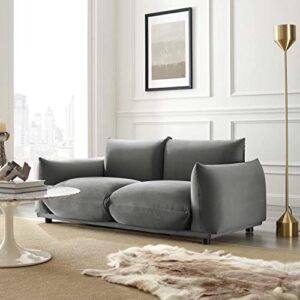 Modway Copious Performance Velvet Loveseat in Gray