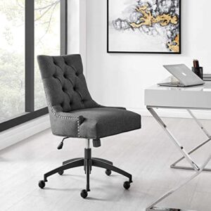 Modway Regent Tufted Fabric Swivel Office Chair in Black Gray