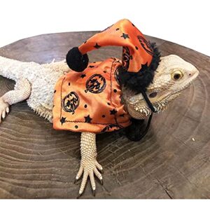 lizard clothes for bearded dragon - halloween hat and cloak set adjustable halloween costume xmas gifts pets apparel for bearded dragon rabbit guinea pig ferret hedgehog (halloween hat & cloak set)