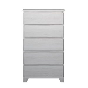 Max & Lily Modern Farmhouse 5-Drawer Wood Dresser, White Wash