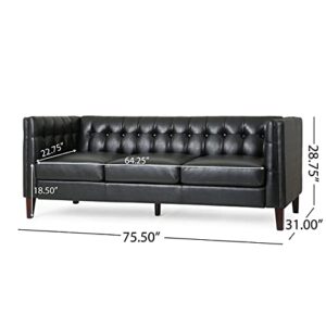 Christopher Knight Home Pondway Sofas, Midnight Black + Brown