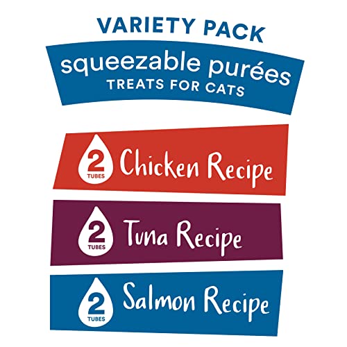 WholeHearted Squeezable Puree Cat Treat Variety Pack, 0.5 oz, Count of 6