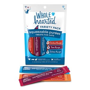 WholeHearted Squeezable Puree Cat Treat Variety Pack, 0.5 oz, Count of 6