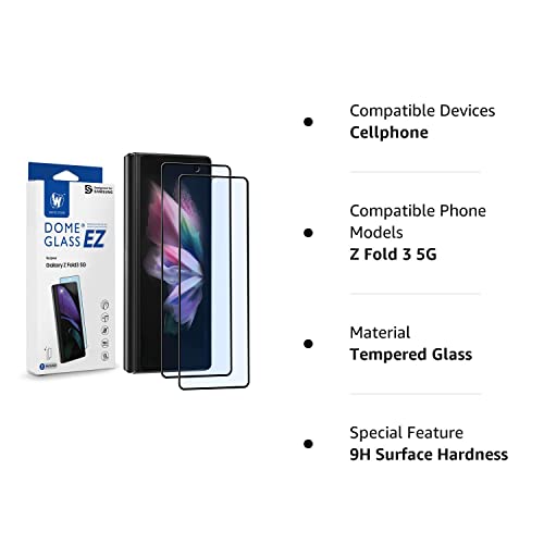 Whitestone 2PACK EZ GLASS Screen Protector for Galaxy Z Fold 3 2021, Full Coverage Tempered Glass Shield [Easy Install] - Two Pack