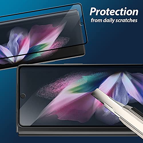 Whitestone 2PACK EZ GLASS Screen Protector for Galaxy Z Fold 3 2021, Full Coverage Tempered Glass Shield [Easy Install] - Two Pack