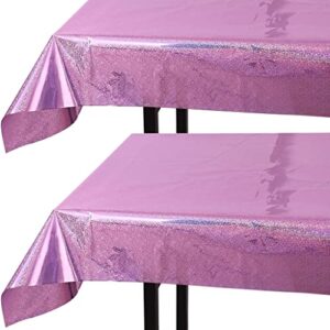 plastic disposable tablecloth - 2-pack purple tablecloth disposable purple plastic table cloth - 40" x 108" purple plastic table cloths for parties disposable - pink & purple disposable tablecloths