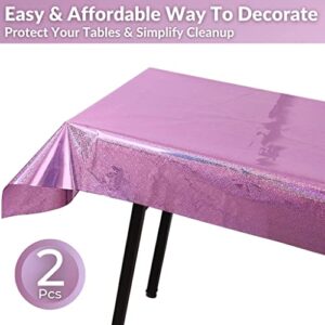 Plastic Disposable Tablecloth - 2-Pack Purple Tablecloth Disposable Purple Plastic Table Cloth - 40" x 108" Purple Plastic Table Cloths for Parties Disposable - Pink & Purple Disposable Tablecloths