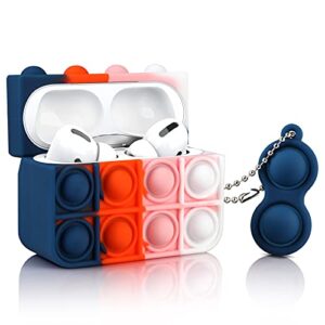 eloven for airpods pro 2nd case protective case with keychain for airpods pro 2 soft silicone cover flexible skin full body protection shockproof case for airpods pro navy blue