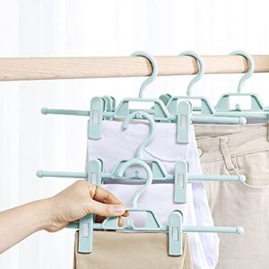 Pants Hangers, Space Saving Skirt Hangers with Adjustable Non-Slip Clips and 360 Swivel Hook & Multi Clothes Hanger Connector Hooks for Jeans, Slacks ( blue10 Pack)