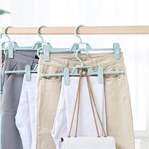 Pants Hangers, Space Saving Skirt Hangers with Adjustable Non-Slip Clips and 360 Swivel Hook & Multi Clothes Hanger Connector Hooks for Jeans, Slacks ( blue10 Pack)