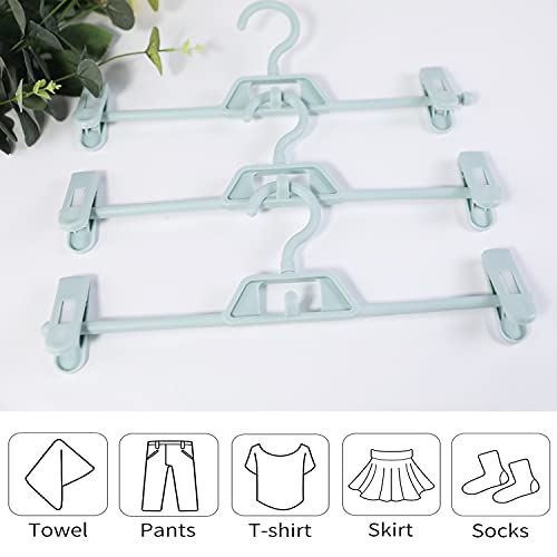 Pants Hangers, Space Saving Skirt Hangers with Adjustable Non-Slip Clips and 360 Swivel Hook & Multi Clothes Hanger Connector Hooks for Jeans, Slacks ( blue10 Pack)