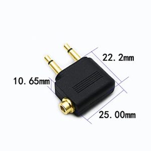 rgzhihuifz 3.5mm Male to 3.5mm Female Airplane Headphone Adapter Gold Plated (2 Pack)