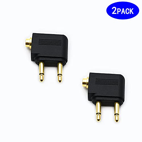 rgzhihuifz 3.5mm Male to 3.5mm Female Airplane Headphone Adapter Gold Plated (2 Pack)