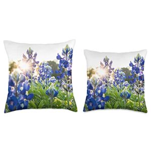 Flower Lover Gift Ideas Bluebonnet Texas Wildflower Throw Pillow, 16x16, Multicolor