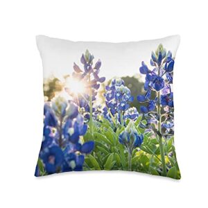 flower lover gift ideas bluebonnet texas wildflower throw pillow, 16x16, multicolor