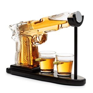 gifts for men dad, 9 oz whiskey decanter set with two 2 oz glasses, unique birthday gift ideas from daughter son, home bar gifts, drinking accessories funny military retirement present, cool dispenser