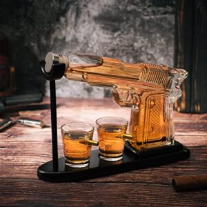 Gifts for Men Dad, 9 Oz Whiskey Decanter Set with Two 2 Oz Glasses, Unique Birthday Gift Ideas from Daughter Son, Home Bar Gifts, Drinking Accessories Funny Military Retirement Present, Cool Dispenser