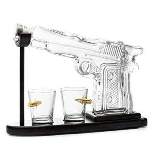 Gifts for Men Dad, 9 Oz Whiskey Decanter Set with Two 2 Oz Glasses, Unique Birthday Gift Ideas from Daughter Son, Home Bar Gifts, Drinking Accessories Funny Military Retirement Present, Cool Dispenser