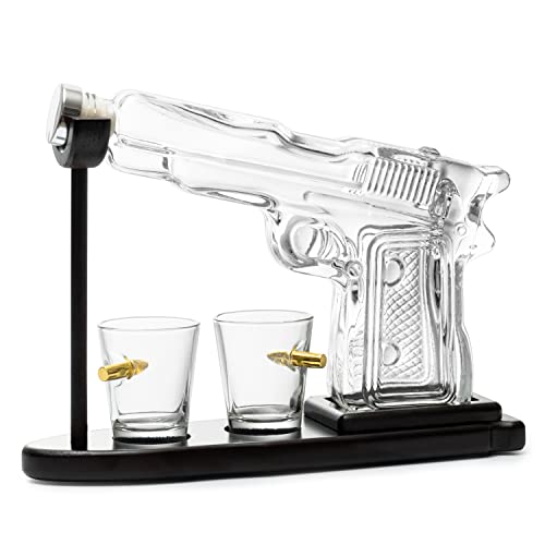 Gifts for Men Dad, 9 Oz Whiskey Decanter Set with Two 2 Oz Glasses, Unique Birthday Gift Ideas from Daughter Son, Home Bar Gifts, Drinking Accessories Funny Military Retirement Present, Cool Dispenser