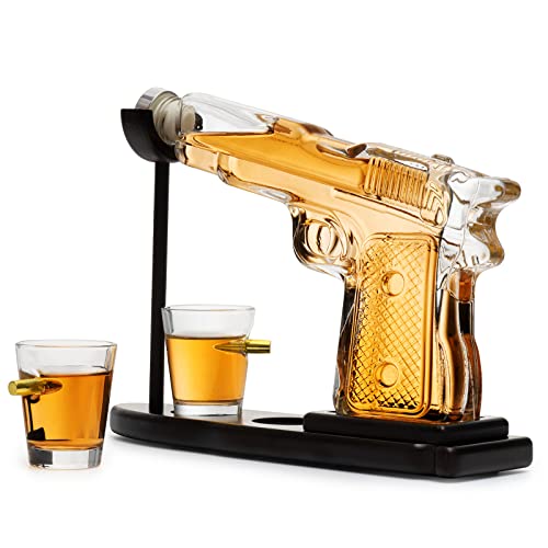 Gifts for Men Dad, 9 Oz Whiskey Decanter Set with Two 2 Oz Glasses, Unique Birthday Gift Ideas from Daughter Son, Home Bar Gifts, Drinking Accessories Funny Military Retirement Present, Cool Dispenser