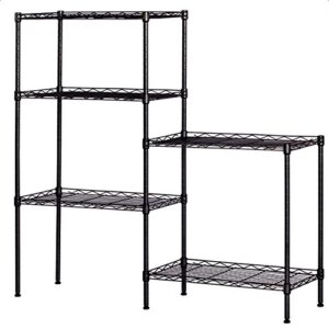 flandre 5 tier wire shelving, metal storage rack adjustable shelf standing, durable organizer unit perfect for laundry bathroom kitchen pantry closet 22x12x60 in (black)