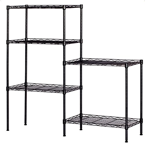 Flandre 5 Tier Wire Shelving, Metal Storage Rack Adjustable Shelf Standing, Durable Organizer Unit Perfect for Laundry Bathroom Kitchen Pantry Closet 22x12x60 in (Black)