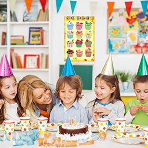 WaaHome Happy Birthday Chart Poster 12''x18'' Birthday Classroom Decorations Cupcakes Birthday Poster Calendar for Back to School Classroom Bulletin Board Decorations Teaching Supplies